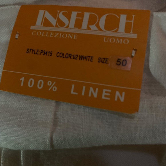 CARGO PANTS,MENS, NWT-INSERCH-COLLEZIONE UOMO, 100% LINEN, Style:P3414, Color WT - Picture 11 of 14